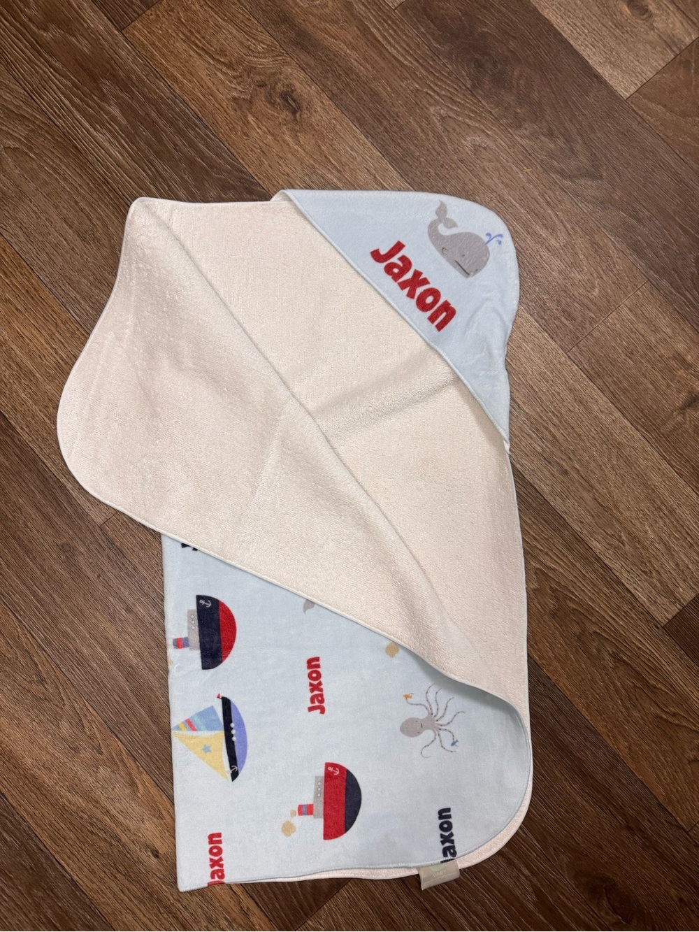 Personalized Baby Hooded Towel with Whale Hood